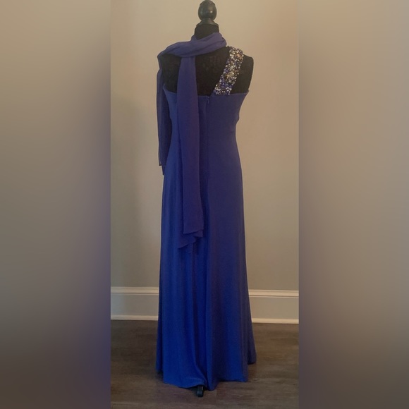 Mignon, Periwinkle Evening Gown with Jeweled Strap - Picture 2 of 2